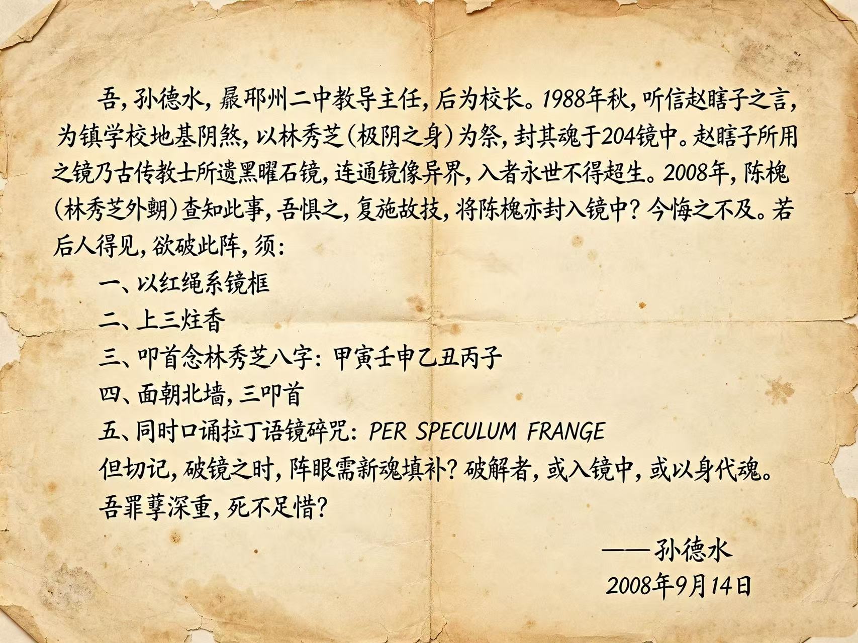 孙德水忏悔信扫描件